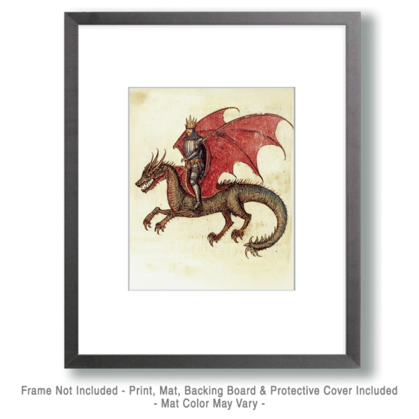 Antique Style Folk Art King on Draco Print