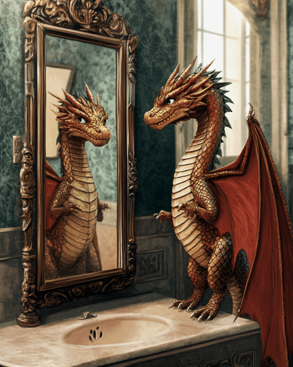 Young Draco Looking in Mirror