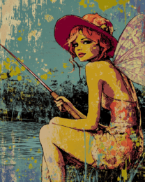 Vintage Fairy Fishing Artwork