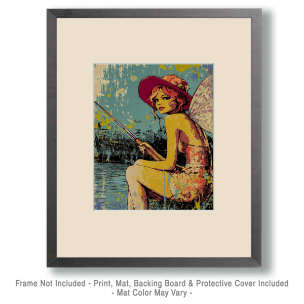 Vintage Fairy Fishing Artwork Print