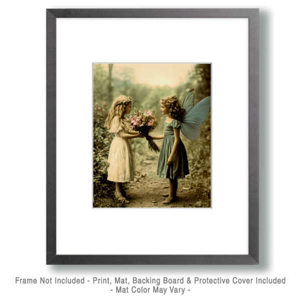 Colorized Vintage Photo of a Fairy and Her Friend Art