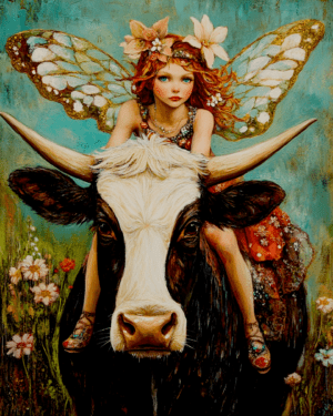 Fairy Riding a Bull