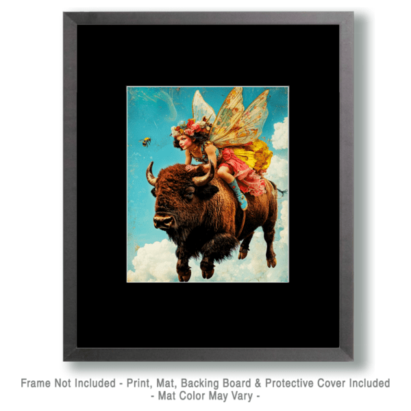 Fairy, Bison, and Bumblebee Art