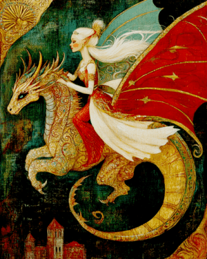 The White Fairy on Her Dragon