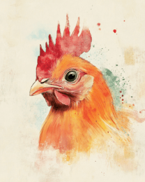 Watercolor Young Rooster