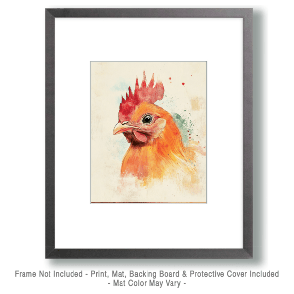 Watercolor Young Rooster Art