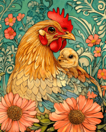 Nouveau Mother Hen and Chick