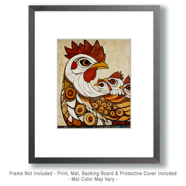 Stylized Hen with Chicks Art