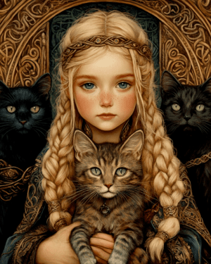 Portrait of a Young Freya and Her Cat