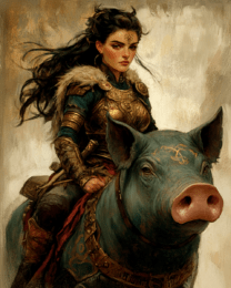 Freya Riding Her War Pig