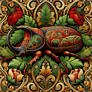 Vintage Art Nouveau Rhino Beetle