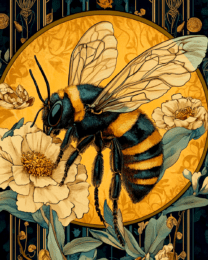 Vintage Art Nouveau Bee on Flower