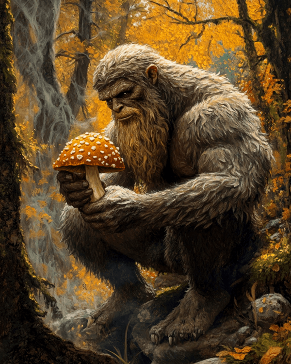 Bigfoot with Amanita Shroom