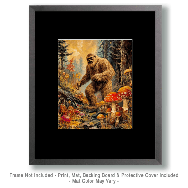 Bigfoot Walking Among Amanita Shrooms Art