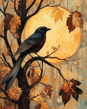 Fall Full Moon Raven