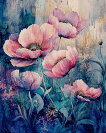 Grunge Pink Poppies