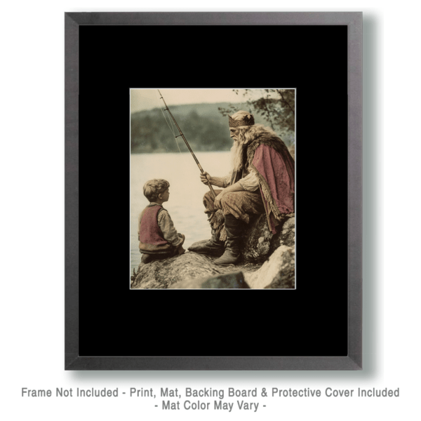 Odin Fishing with Young Boy Art