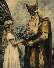 Odin Recieves a Bouquet From Young Maiden Art