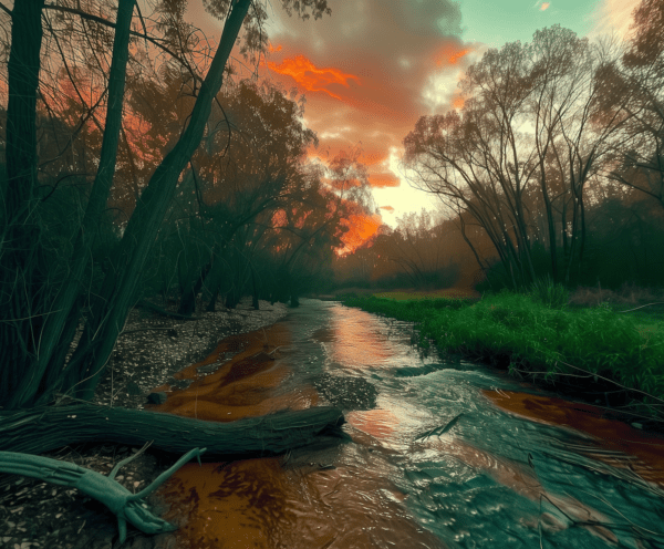 Magical Green River at Sunset art print