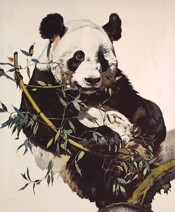 Panda Bear in a tree Watercolor Painting