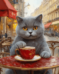 British Shorthair Haveing Tea