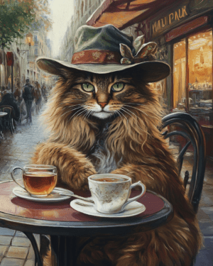 Maine Coon Cat at a Cafe