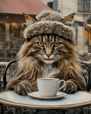 Maine Coon Cat Wearing a Hat