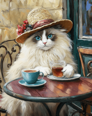 Rag Doll Having Tea