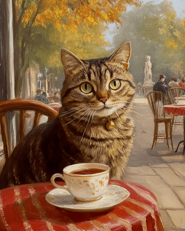 Tabby Having Tea