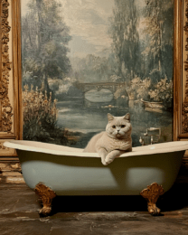 British Shorthair in the Bathtub