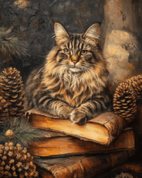 Maine Coon Cat in the Library