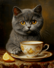 British Shorthair Tea Time