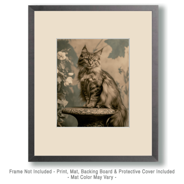 Black and White Maine Coon Cat Art