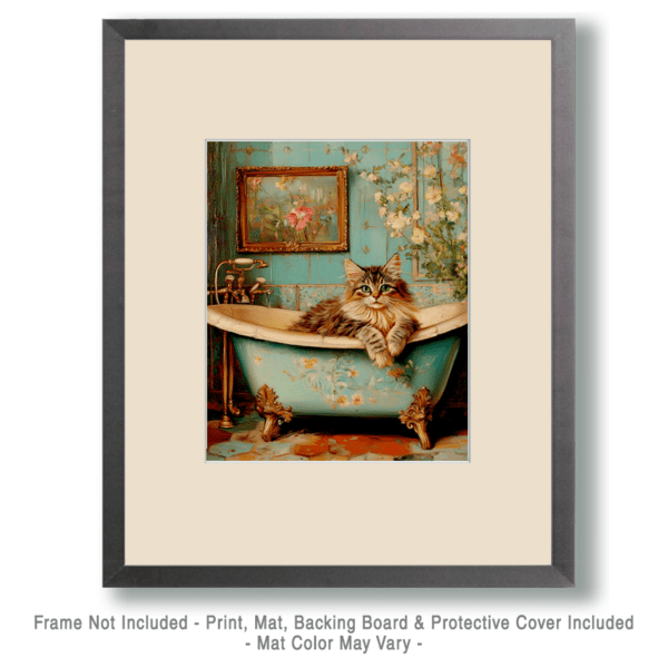 Maine Coon Cat in Bathtub Art