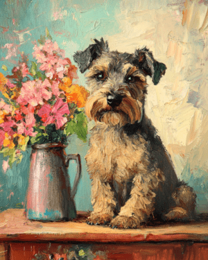 Schnauzer by Vase