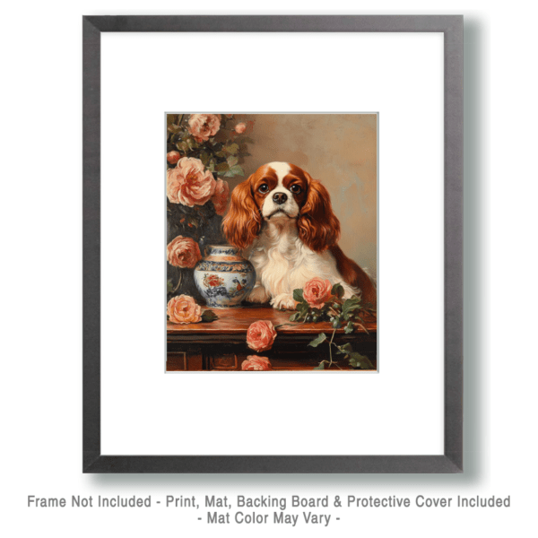 Cavalier King Charles Spaniel and Vase Art