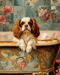 Cavalier King Charles Spaniel in a Bathtub