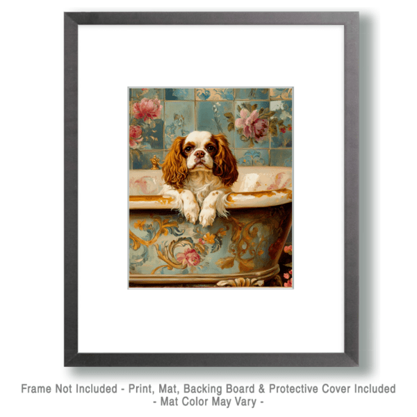 Cavalier King Charles Spaniel in a Bathtub Art