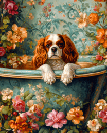 Vintage Cavalier King Charles Spaniel In Bathtub