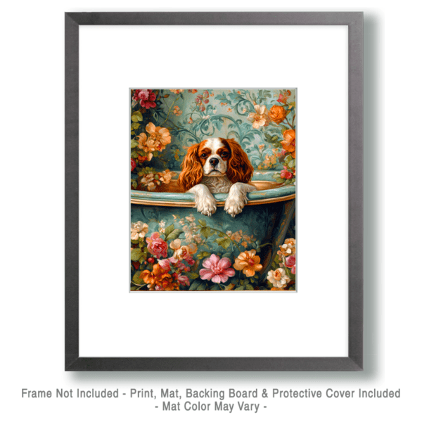 Vintage Cavalier King Charles Spaniel In Bathtub Art