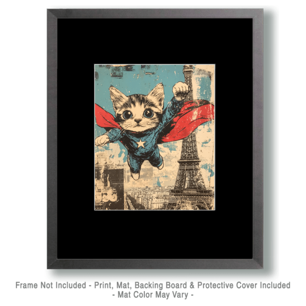 Vintage Kitty Hero Over Paris Art