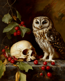 Owl and Skull Still-Life