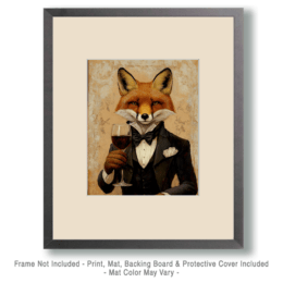 Gentleman Fox with Wine Art