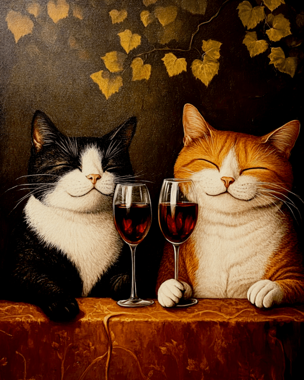 Best Cat Friends with Wine Glasses