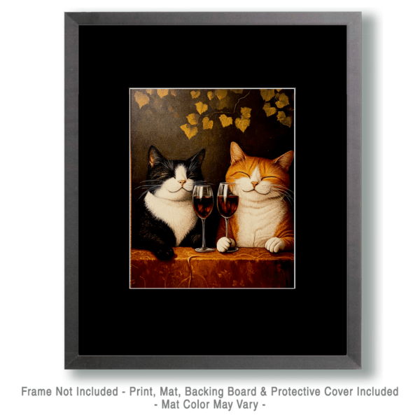 Best Cat Friends with Wine Glasses Art