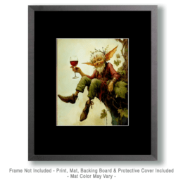 Happy Elf with Wine Glass Art