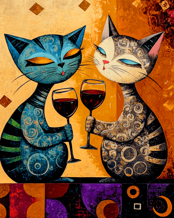 Hip Cats with Wine