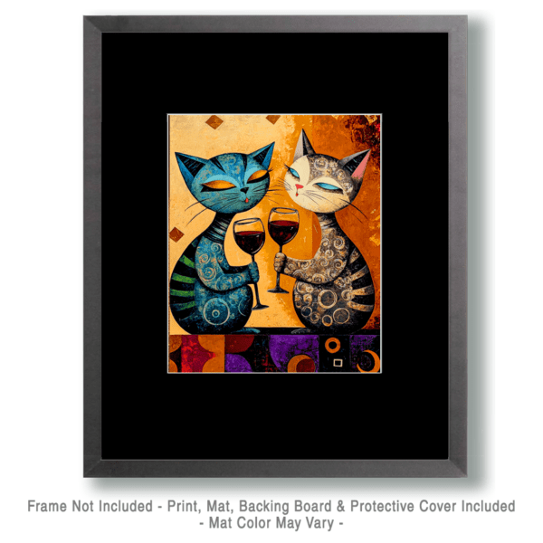 Hip Cats with Wine Art