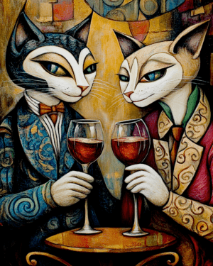 Cool Cats with Wine