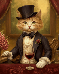 Gentleman Cat with Wine Glass